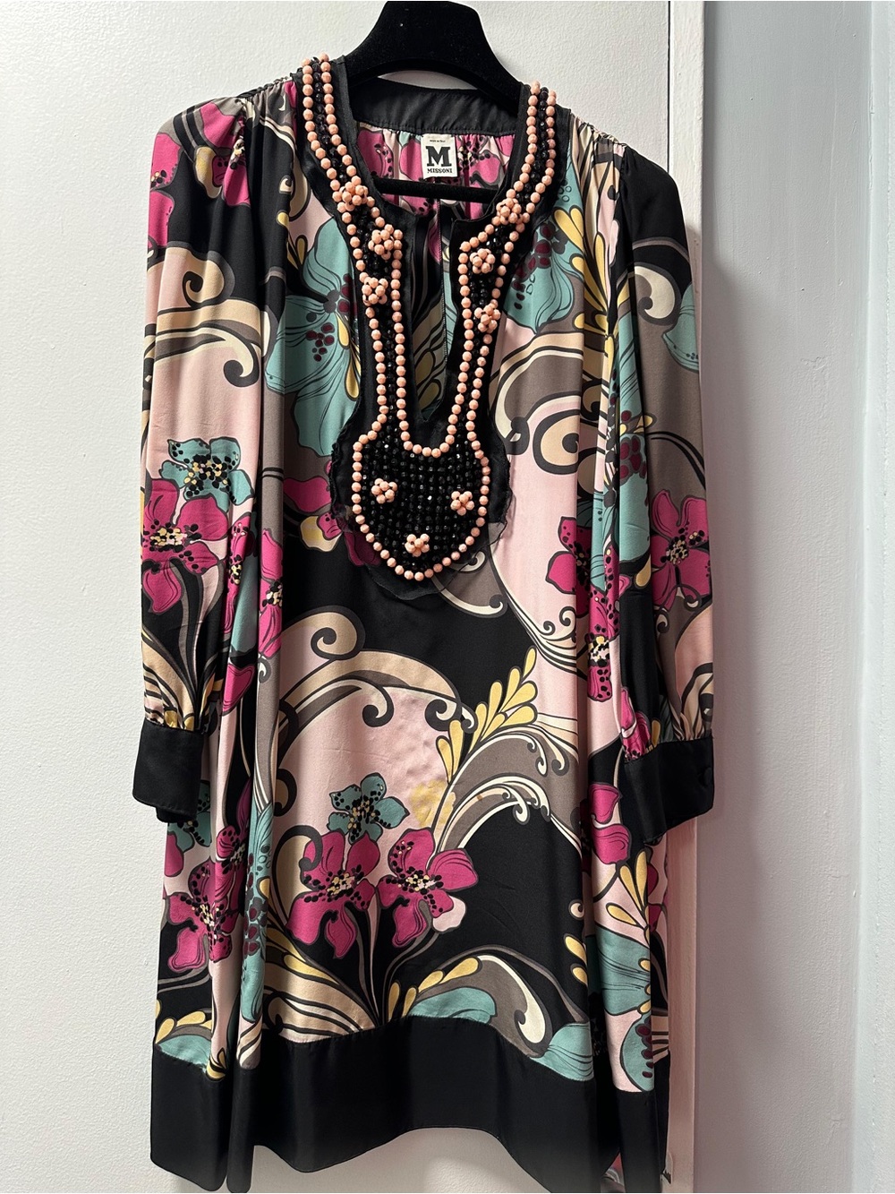 M by Missoni Pink, Black & Teal Floral Shift Dress